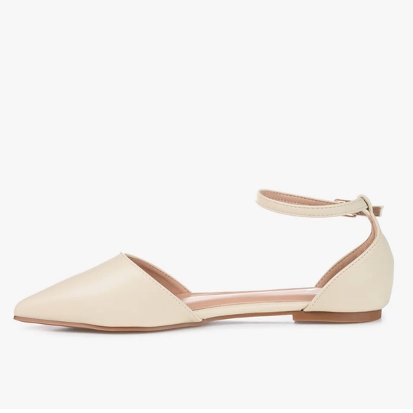 Journee Collection Pointed Toe Ballet Flat in Bone | Bridal Flat Shoes - Picture 2 of 11